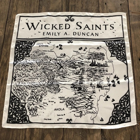 Accessories - Wicked Saints Emily A Duncan Printed Map Square Scarf Book Novel Neckerchief 16”